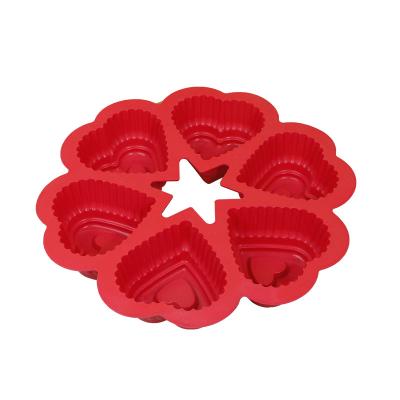 China 6 Cavities Heart Shape Mold Pudding Jelly For Diy Baking Silicone Cake Molds About this item for sale