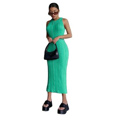 China Solid Color Sweater Dress Women Bodycon Midi Basic Anti-Static Knitted One Piece Casual Dress for sale