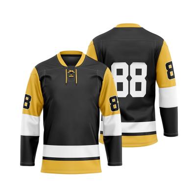 China Shirts & Full Logo Ice Hockey Uniform Custom Polyester Reversible Hockey Jersey Sublimated Hockey Wear for sale