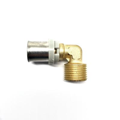 China 50 years GA Brass Press Pipe Fittings Male Elbow for Pex And Floor Heating Pipe for sale