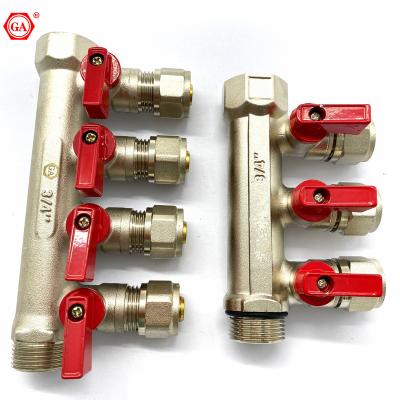 China For cold and hot water piping system GA brand factory wholesale brass valve manifold with 2 way 3way 4 way 5 way for water supply for sale