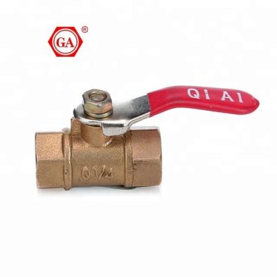 China For cold and hot water piping system GA-1806 high quality brass double female ball valve  for pipe fittings F1/4 F3/8 for sale