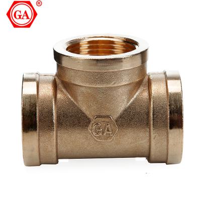 China For cold and hot water piping system GA brand factory wholesale brass and nickel plating fittings female tee for plumbing fittings for sale