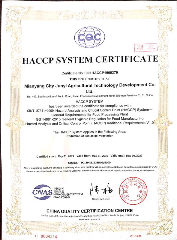 HACCP - Mianyang Junyi Agricultural Science And Technology Development Co., Ltd.