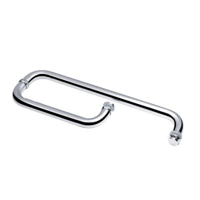 China Contemporary Wholesale Shower Room Handle Stainless Steel Round Glass L-Shape High-Grade Tube Double Handle Sliding Door Bend Handle for sale