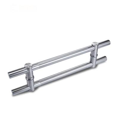 China Contemporary Heavy Duty Solid H Shaped Glass Door Hotel Building Handle 304# Stainless Steel Front Entrance Back To Back Handle for sale