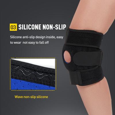 China Professional Knee Pad Knee Support with Silicone Pads and Elastic Metal Rods Compression Sleeve Lateral Working, Weight Lifting, Resistance Lifting for sale