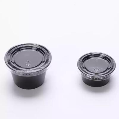 China Disposable PP Sauce Cup With Hinged Lid For Restaurant Plastic Container Party Cup Suffle Cups for sale