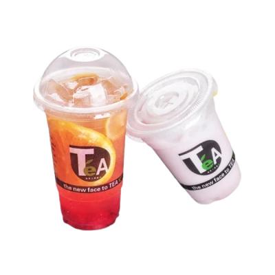 China Electronics Juice Cup 360ml 500ml 700ml Food Grade PP Disposable Transparent Beverage Cups With Lid Printed Logo for sale