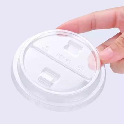 China Non Spill Disposable Flat Lid Lids Bubble Diameter Milk Tea Cup Cover Top Half 90 95 98mm Opening PET Milk for sale