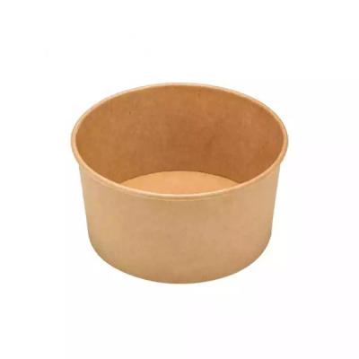 China Waterproof Disposable Custom Logo 16oz 26oz 32oz 36oz 42oz PE/PLA Coating Kraft Paper Salad Paper Bowl With Lid for sale