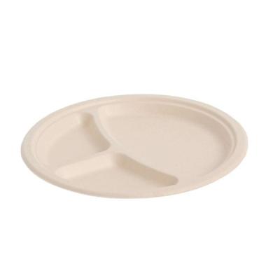 China Waterproof Eco-friendly Disposable White Bagasse Dinner Plate, Made Of Natural Sugarcane Fibers for sale