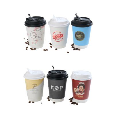 China Recycled Materials Double Wall Coffee Disposable Recyclable Paper Cup With Custom Logo Printing for sale