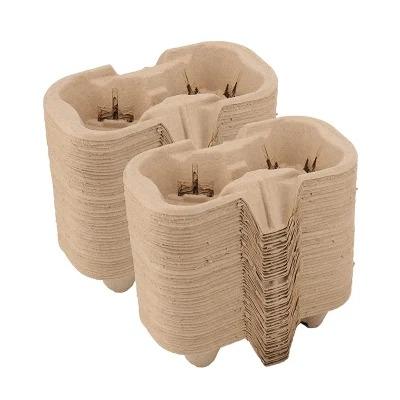 China Recycled Disposable No-Mess Carrier Materials Drink Cup Holder Tray Eco-Friendly Biodegradable No-Spill for sale