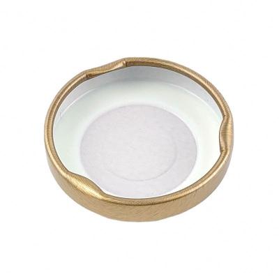 China Non Spill 38mm/42mm/53mm Metal Printed Hook Cap Twist Off Glass Jar Lids for sale