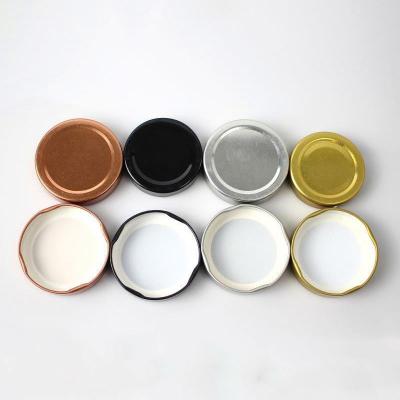 China Non Spill 53mm 58mm 63mm 70mm Deep Gold Silver Black 82mm Cap Twist Off Metal Lid With Safety Button for sale