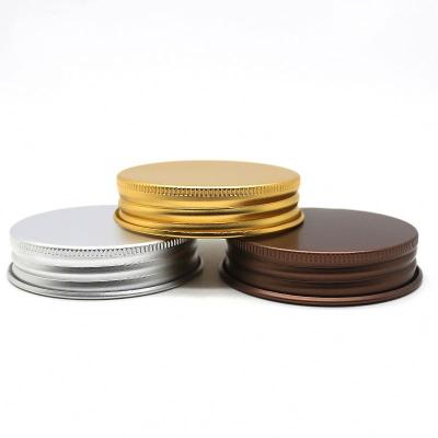 China Non Spill Silver Gold Aluminum Lid 53mm 58mm Jar Closures Metal Glass Lid 63mm Airtight For Cosmetic Jars for sale