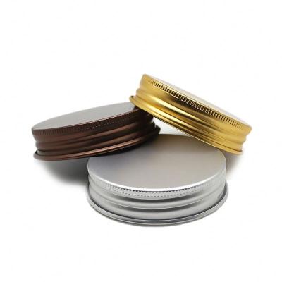 China Non Spill 48mm 53mm 58mm Gold 63mm Aluminum Lids, Metal Screw-On Lids, Closure For Wide Mouth Jars for sale