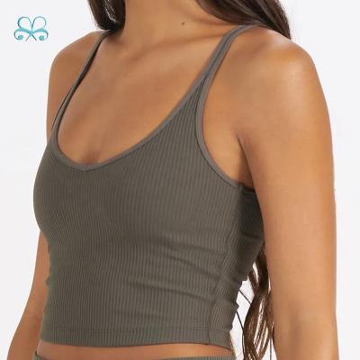 China Breathable Women Sports Bra Custom Soft Top Fitness Crop Top Ribbed Tank Top for sale