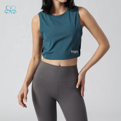 China Custom Breathable Women Cotton Spandex Side Knot Hollow Out Crew Neck Crop Tank Top Ladies for sale