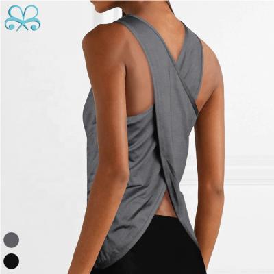 China Wholesale Custom Anti-Shrink Yoga Tops Women's Gym Fitness Sport Wear Sleeveless Crossover Top for sale