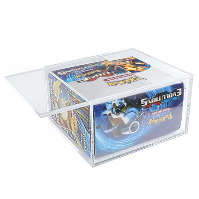 China Luxury Custom Clear Acrylic Storage Small Display Case ETB Gift Card Pokemones Transparent Booster Box With Lid for sale