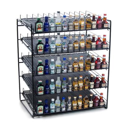 China Supermarkets or Stores Food Shelf Merchandiser Blocks Mini Shot Bottle Rack Liquor Metal Holder Display Rack for sale