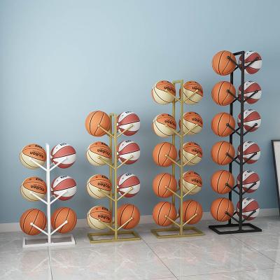 China Factory direct creative indoor mobile multi-layer basketball basketball volleyball football storage display rack double-sided and for sale