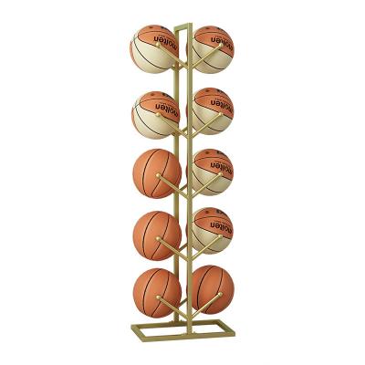 China 1 x 6-Tier Double Sided Police Black Metal Pipe Sports Ball Storage Gym Equipment Rack For Basketballs for sale