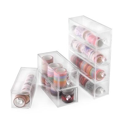 China Modern Simple Type Acrylic Transparent Desktop Storage Box Drawer Glasses Lattice Storage Sundries for sale