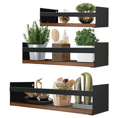 China Supermarket Or Retail Shop Modern Style Storage Wrought Iron Black Wall Mounted Multifunctional Decorative Rack for sale