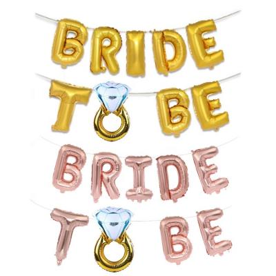 China Modern Bridal Shower Hen Party Supplies Decoration Kit 16inch Bride To Be Miss To Mrs Foil Balloon With Diamond Ring for sale