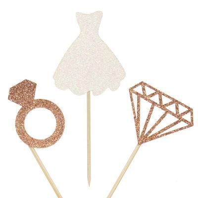 China Eco-Friendly Bride Stored To Be Diamond Ring Team Bride Wedding Dress Cupcake Toppers Cupcake Toppers For Wedding Engagement Hen Party Bridal Decor for sale