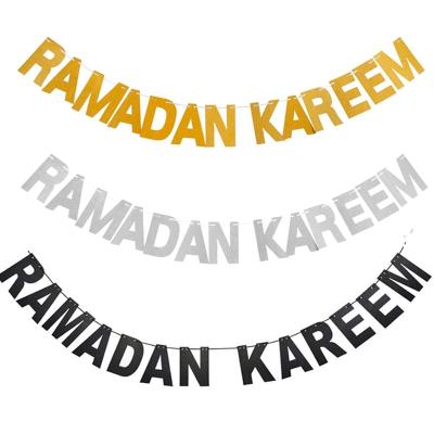 China Modern Muslim Decoration Glitter Islam Celebration Muslin Party Decoration Ramadan Kareem Banner Bunting Eid Mubarak For Home Ramadan for sale