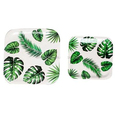 China Tropical Hawaiian Party Supplies Eco-Friendly Paper Wedding Party Favors Napkins Cups Paper Plates Tableware Set Luau Party Supplies for sale