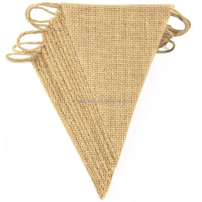 China Eco-Friendly Natural Hessian Triangle Banner Garland Each 9.2 Feet Long With 13 Flags DIY Decoration For Holiday Wedding Camping Party for sale