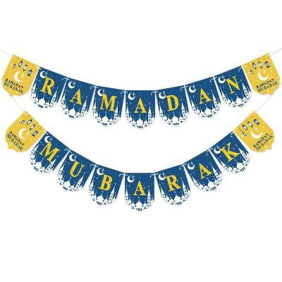 China Ramadan Mubarak Banner Bunting Garland Flags Eco-Friendly and Stored Ramadan Kareem Eid Mubarak Party Decorations for sale