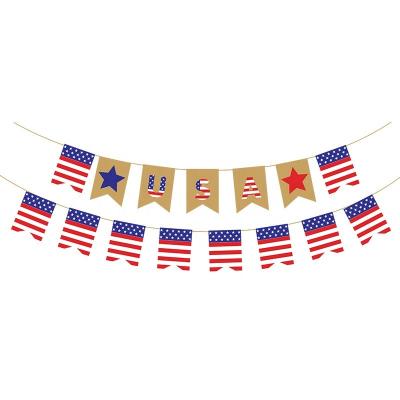 China American Independence Day 4th of July Party Decoration USA Flag 2022 USA Modern Paper Banner for Veterans Day Patriotic Decor for sale