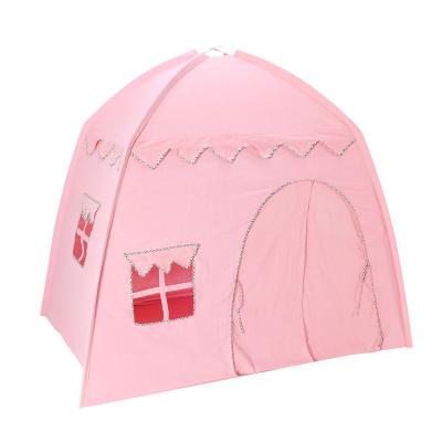 China Soft Toy Portable Princess Pink Cotton Canvas Kids Play House Indoor Large Tent for sale