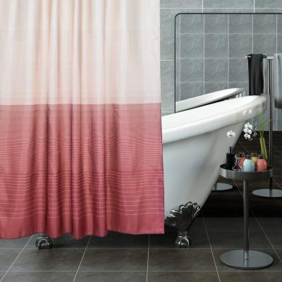 China Size 180*180 Polyester Sustainable Waterproof Gradient Change Striped Shower Curtain For Bathroom for sale