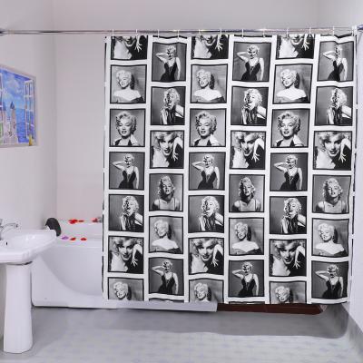 China Sexy Marilyn Monroe Photo Design Printed Shower Curtain American Style Beauty Waterproof High Quality Viable Polyester for sale