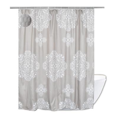 China Living Front Light Damask Pattern Embossed Bathroom Curtain With 12 Hooks for sale