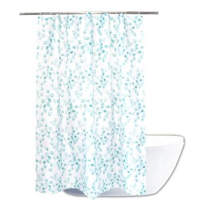 China Elegant Style Sustainable Green Leaves Printing Polyester Shower Curtain For Wholesale for sale