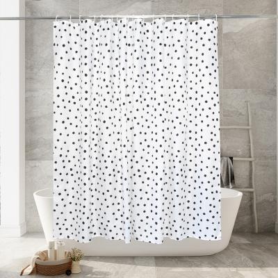 China Black And White Sustainable Pattern Polyester 240*180cm Custom Extra Wide Shower Curtain for sale