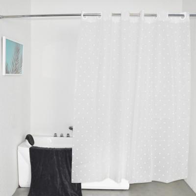 China White Eco-Friendly Dots Printed Hookless Waterproof PEVA Shower Curtain for sale