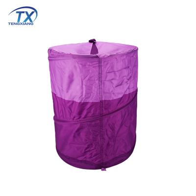 China Morden Luxury Hotel Waterproof Polyester Solid Purple Clothes Storage Cloth Customized Dirty Laundry Hamper for sale