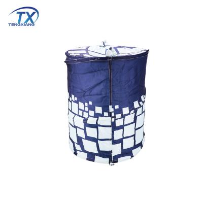 China Morden Luxury Round Folding Fabric Polyester Printed Laundry Hamper for sale