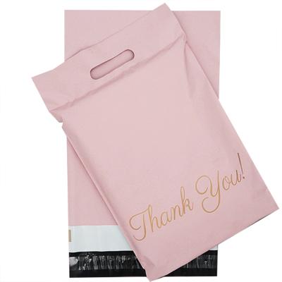 China Waterproof And Dustproof Custom Printed Plastic Pink Recycled Packaging Courier Mailing Poly Mailer Bags With Handle for sale