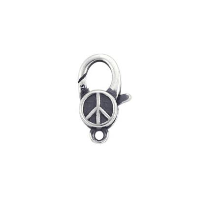 China Fashion Jewelry Findings 13mm DIY, 925 Sterling Antique Silver Peace Sign Lobster Trigger Clasp for Craftsman Design for sale