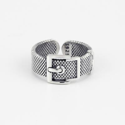 China FASHIONABLE Band Ring With Antique Silver Plating of 925 Sterling Silver Mesh Belt Buckle for sale